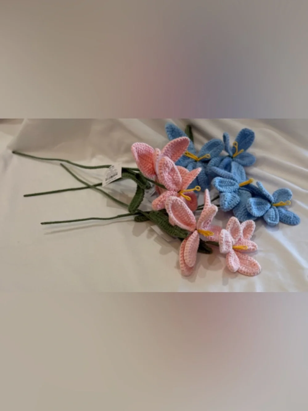 4 - CROCHET FLOWER STEMS 2 BLUE / 2 PINK HOBBY LOBBY NEW NWT